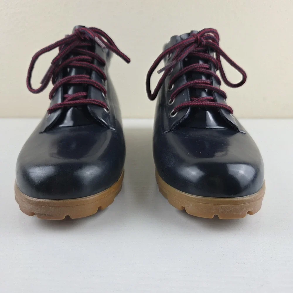 Lands End Vintage Rubber Navy Blue Rain Duck Garden Shoe Boots Women's Size 9 M